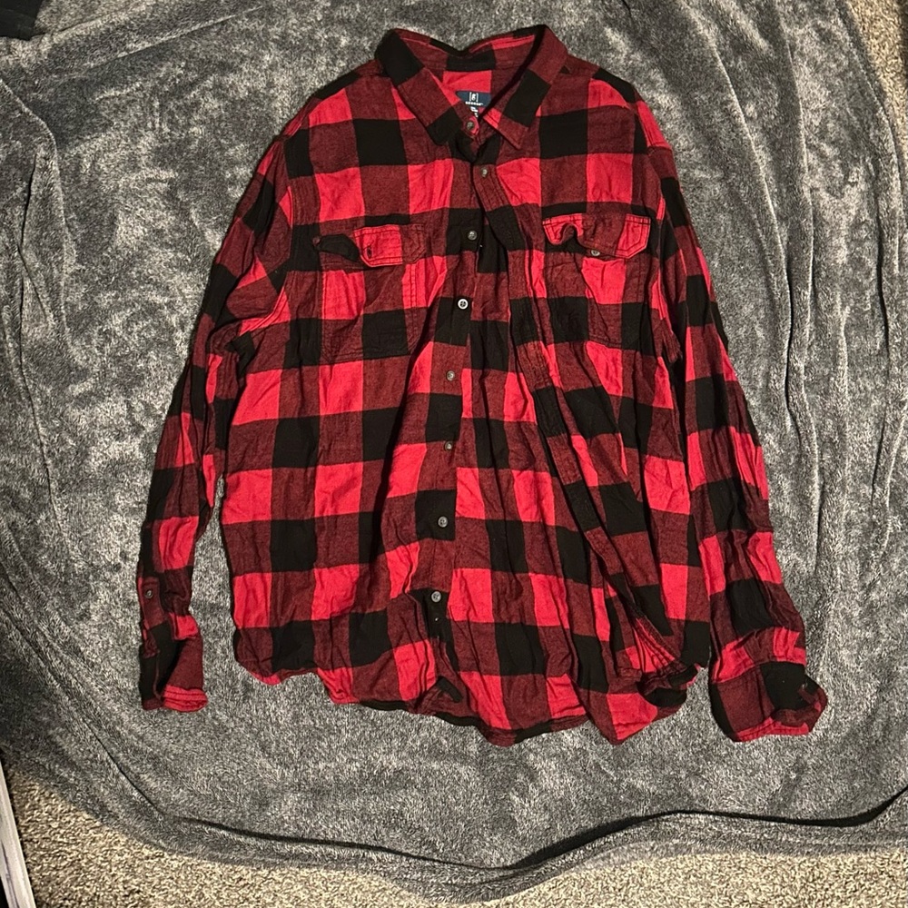 George Vibrant Red and Black Plaid Shirt
